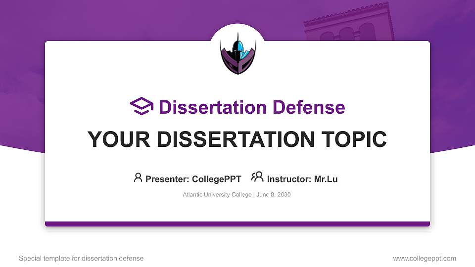 Atlantic University College Graduation Thesis Defense PPT Template16:9 ratio PPT effect preview image