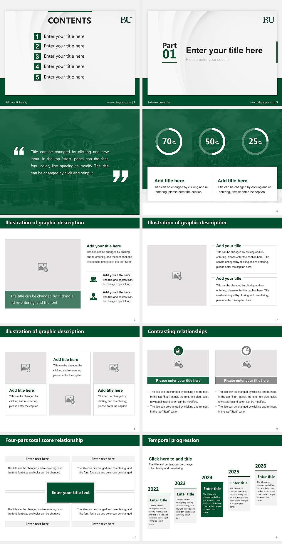 Belhaven University Thesis Proposal/Graduation Defense PPT Template4:3 ratio PPT effect preview image2