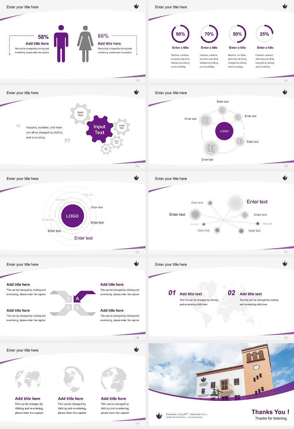 Atlantic University College Course/Courseware Creation PPT Template16:9 ratio PPT effect preview image4