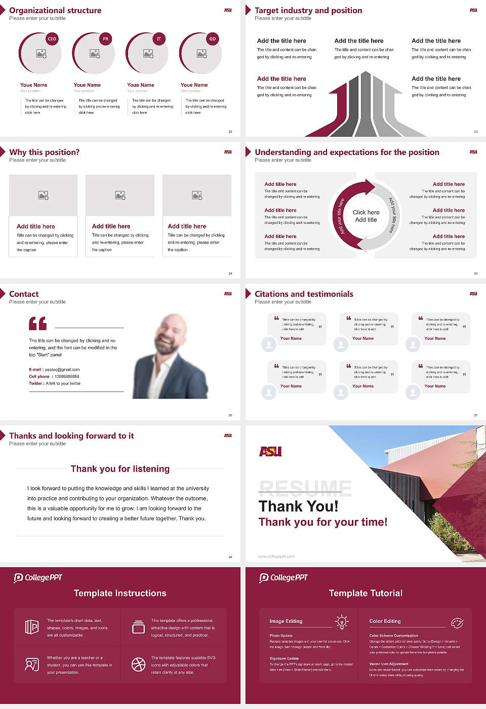 Arizona State University-Polytechnic Resume PPT Template16:9 ratio PPT effect preview image4