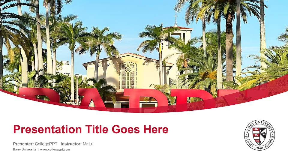Barry University Course/Courseware Creation PPT Template16:9 ratio PPT effect preview image