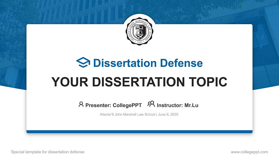 Atlanta’S John Marshall Law School Graduation Thesis Defense PPT Template16:9 ratio PPT effect preview image