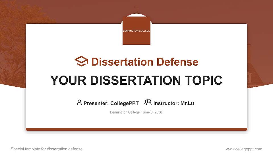 Bennington College Graduation Thesis Defense PPT Template16:9 ratio PPT effect preview image