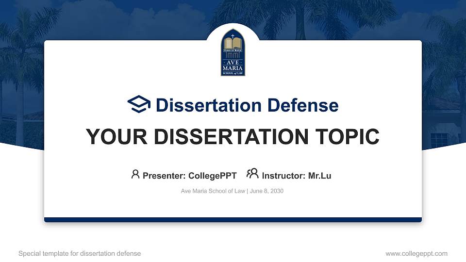 Ave Maria School of Law Graduation Thesis Defense PPT Template16:9 ratio PPT effect preview image