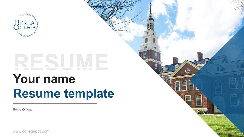 Berea College Resume PPT Template16:9 ratio PPT effect preview image