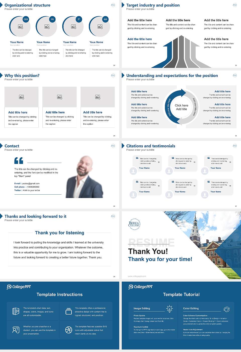 Berea College Resume PPT Template16:9 ratio PPT effect preview image4