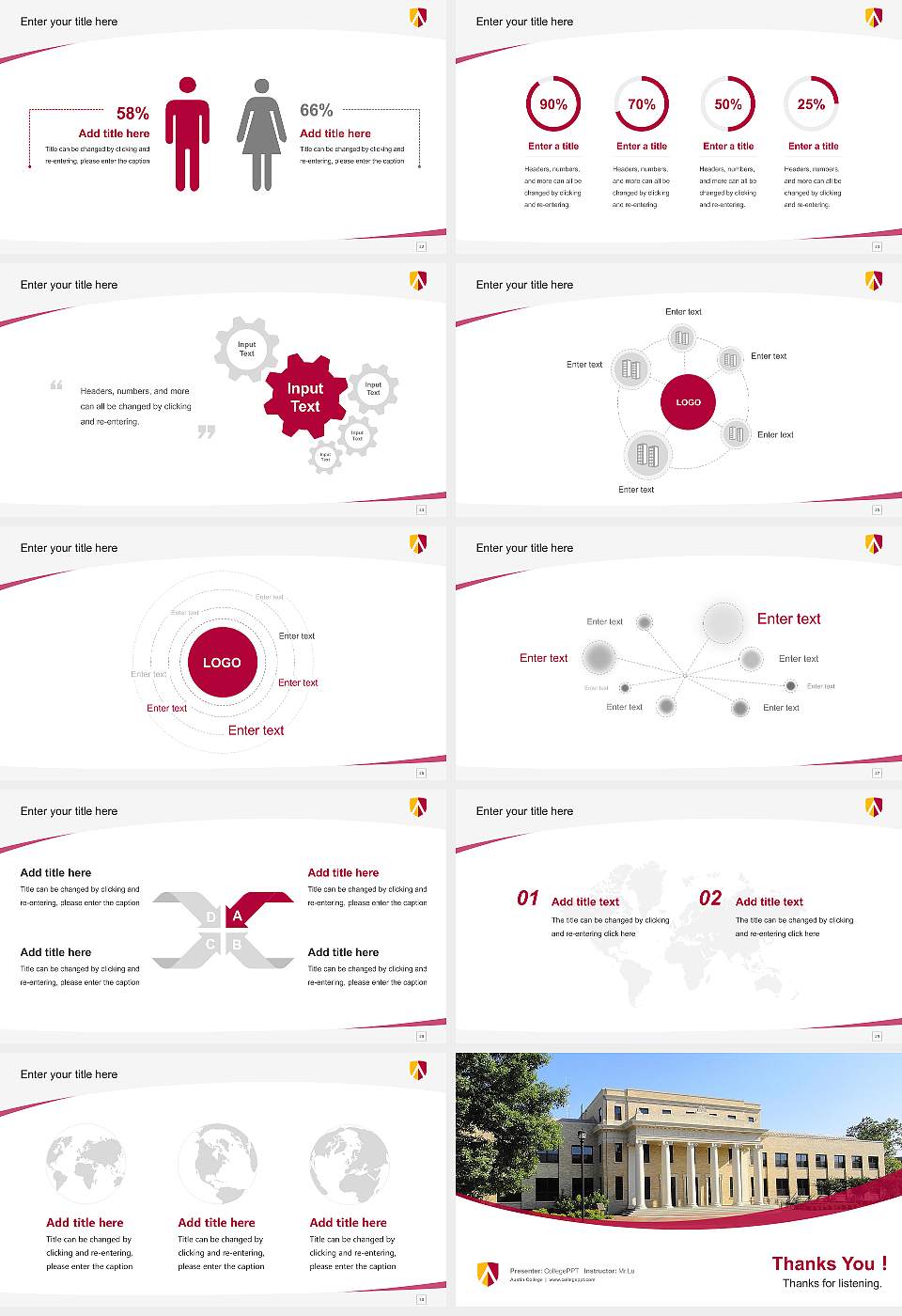 Austin College Course/Courseware Creation PPT Template16:9 ratio PPT effect preview image4