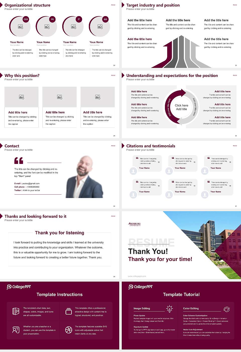 Augsburg University Resume PPT Template16:9 ratio PPT effect preview image4