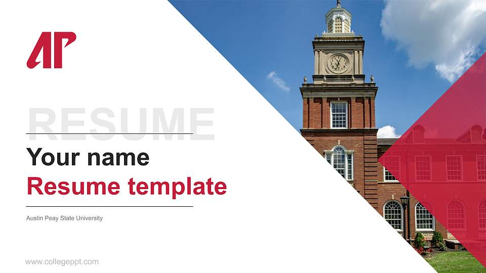 Austin Peay State University Resume PPT Template16:9 ratio PPT effect preview image