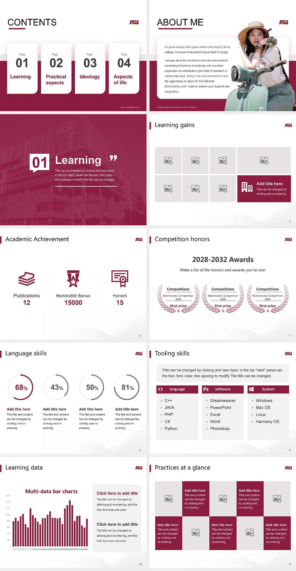 Arizona State University-Downtown Phoenix National Scholarship Defense PPT Template4:3 ratio PPT effect preview image2