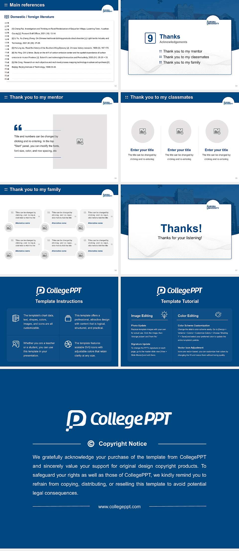 Aurora University Graduation Thesis Defense PPT Template4:3 ratio PPT effect preview image7