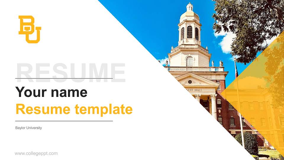 Baylor University Resume PPT Template16:9 ratio PPT effect preview image