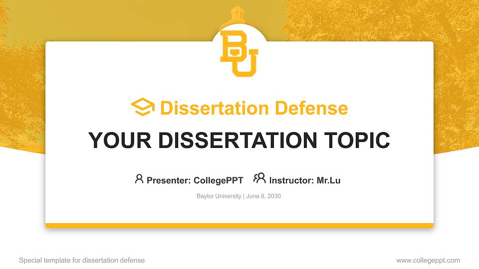 Baylor University Graduation Thesis Defense PPT Template16:9 ratio PPT effect preview image