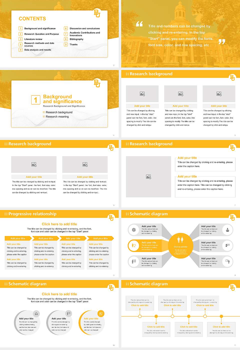 Baylor University Graduation Thesis Defense PPT Template16:9 ratio PPT effect preview image2