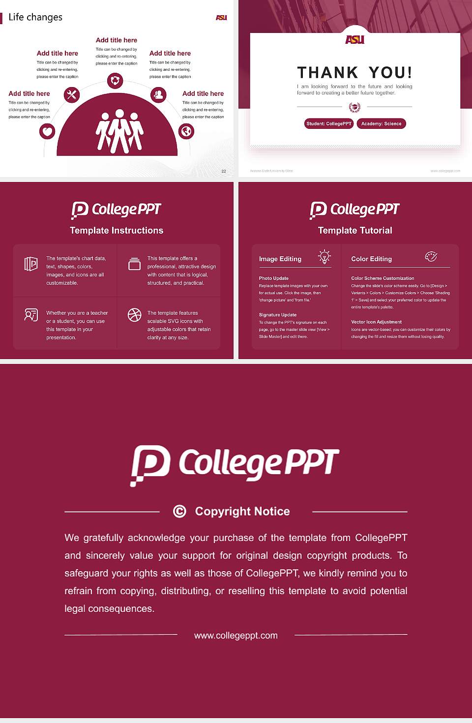 Arizona State University-West National Scholarship Defense PPT Template4:3 ratio PPT effect preview image4