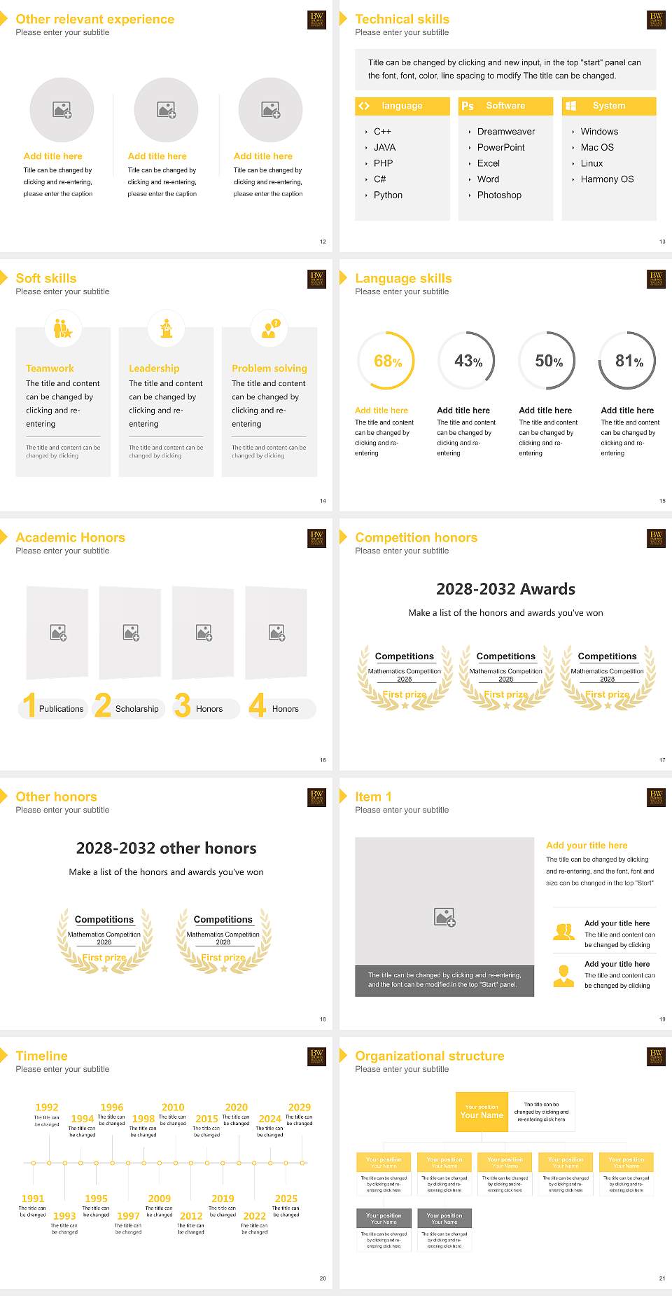 Baldwin Wallace University Resume PPT Template4:3 ratio PPT effect preview image3
