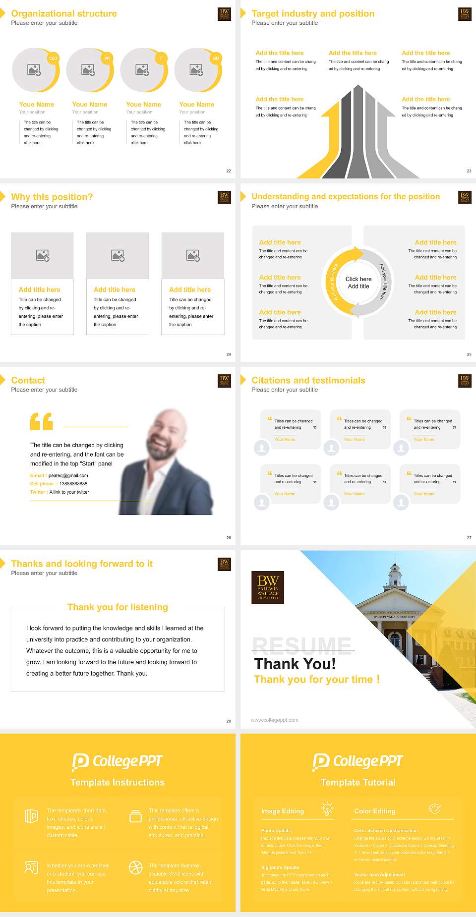 Baldwin Wallace University Resume PPT Template4:3 ratio PPT effect preview image4