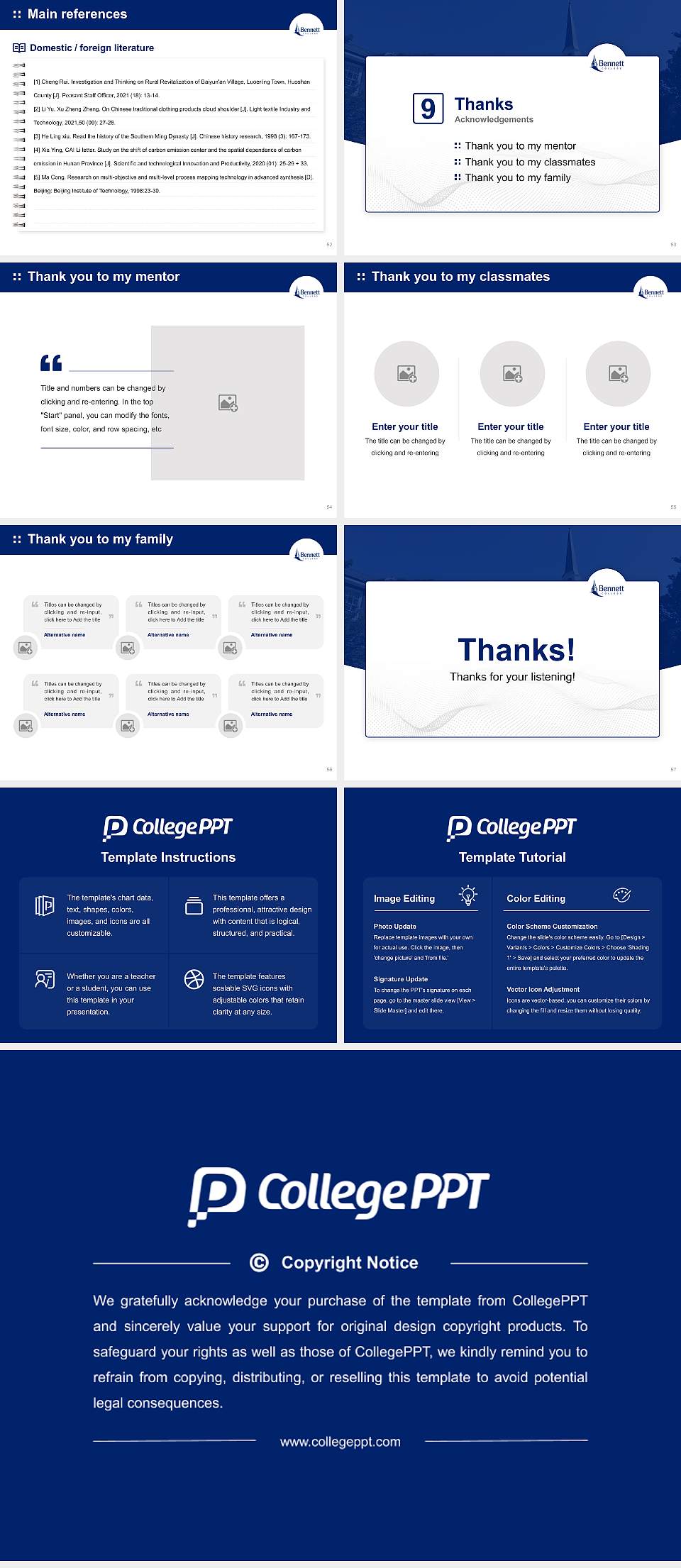 Bennett College Graduation Thesis Defense PPT Template4:3 ratio PPT effect preview image7
