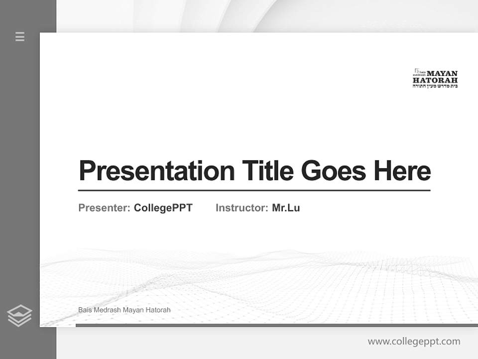 Bais Medrash Mayan Hatorah Thesis Proposal/Graduation Defense PPT Template4:3 ratio PPT effect preview image5