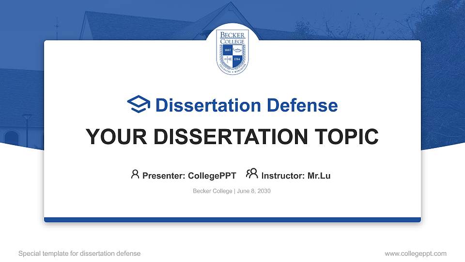Becker College Graduation Thesis Defense PPT Template16:9 ratio PPT effect preview image