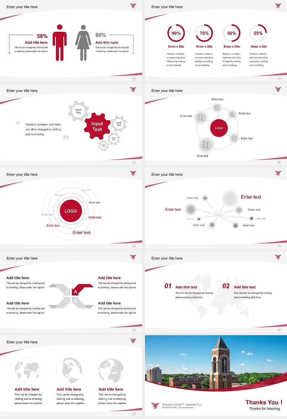 Ball State University Course/Courseware Creation PPT Template16:9 ratio PPT effect preview image4