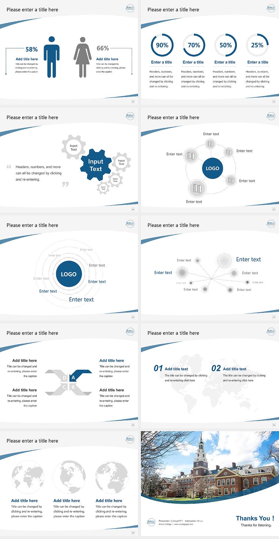 Berea College Course/Courseware Creation PPT Template4:3 ratio PPT effect preview image4