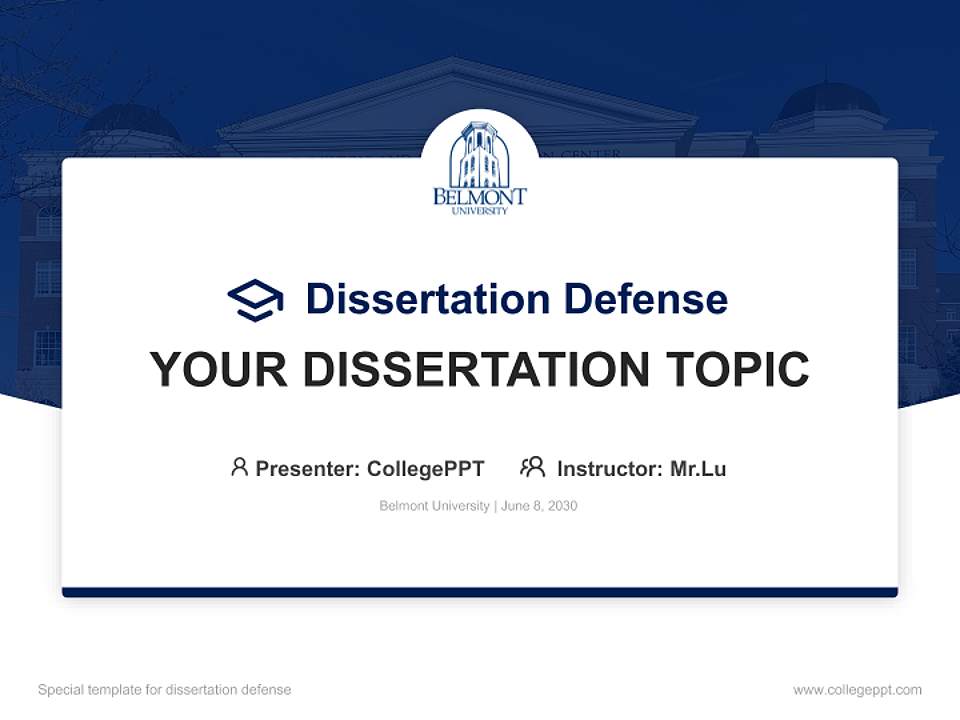 Belmont University Graduation Thesis Defense PPT Template4:3 ratio PPT effect preview image7