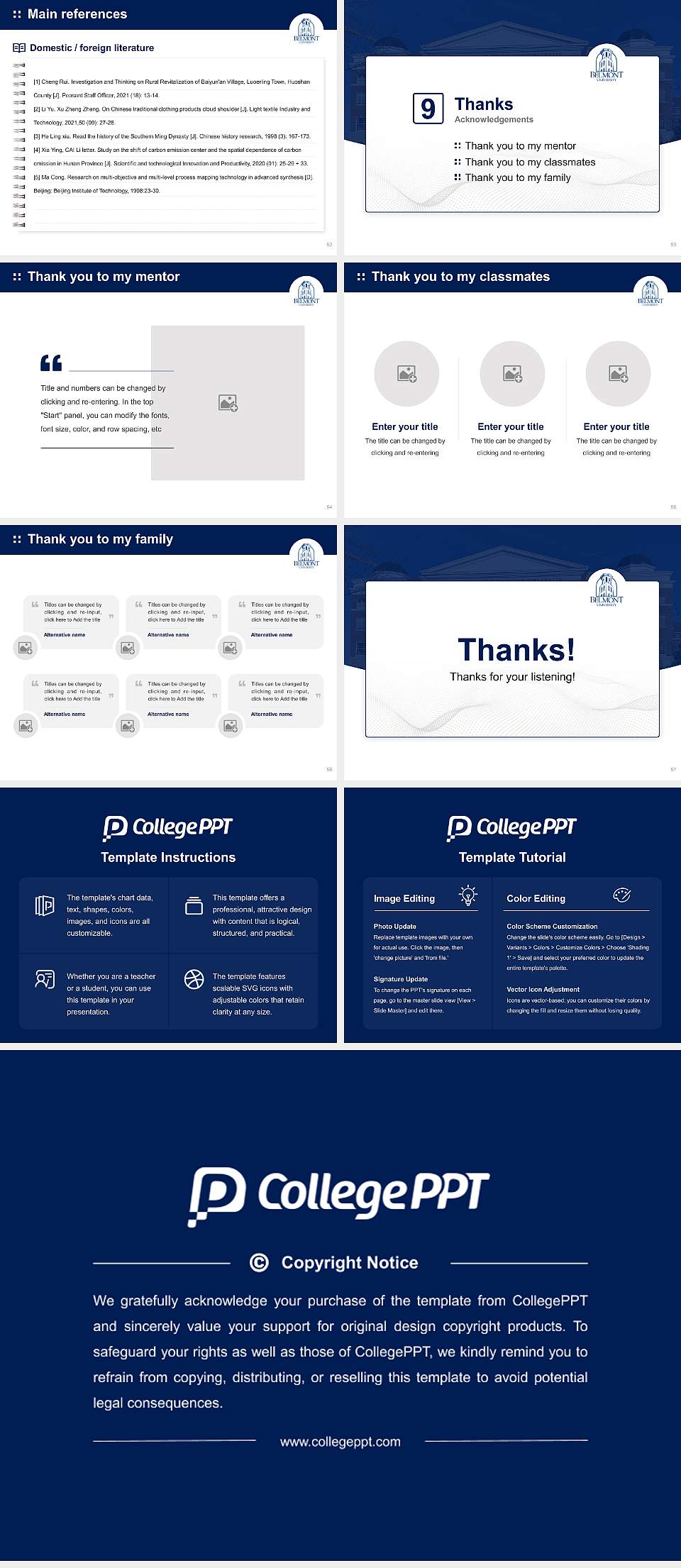 Belmont University Graduation Thesis Defense PPT Template4:3 ratio PPT effect preview image7