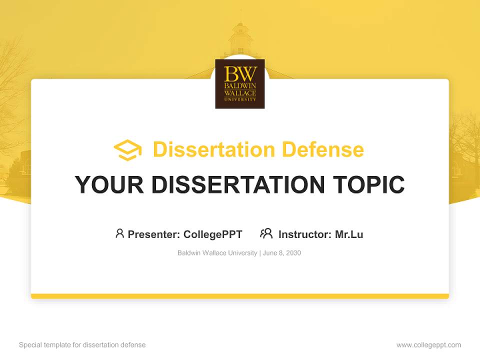 Baldwin Wallace University Graduation Thesis Defense PPT Template4:3 ratio PPT effect preview image7