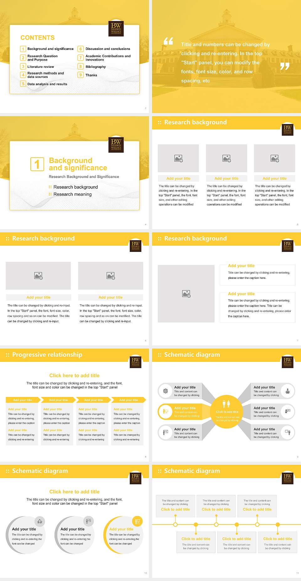 Baldwin Wallace University Graduation Thesis Defense PPT Template4:3 ratio PPT effect preview image2