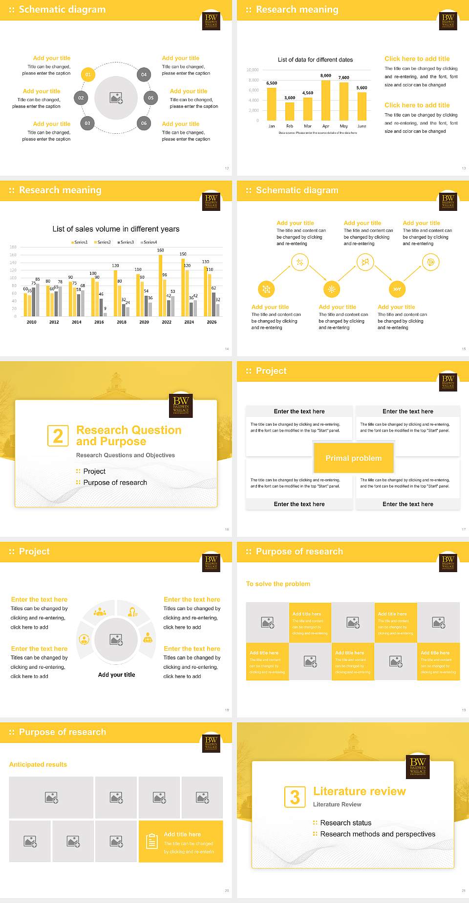 Baldwin Wallace University Graduation Thesis Defense PPT Template4:3 ratio PPT effect preview image3