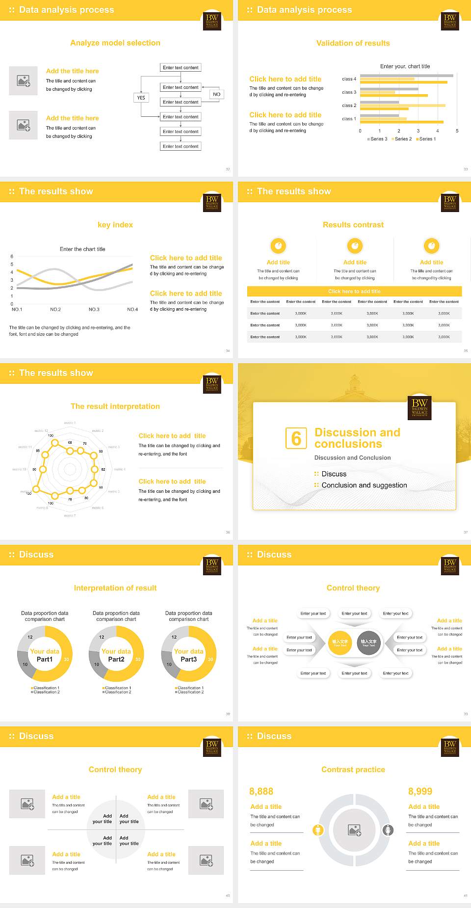 Baldwin Wallace University Graduation Thesis Defense PPT Template4:3 ratio PPT effect preview image5