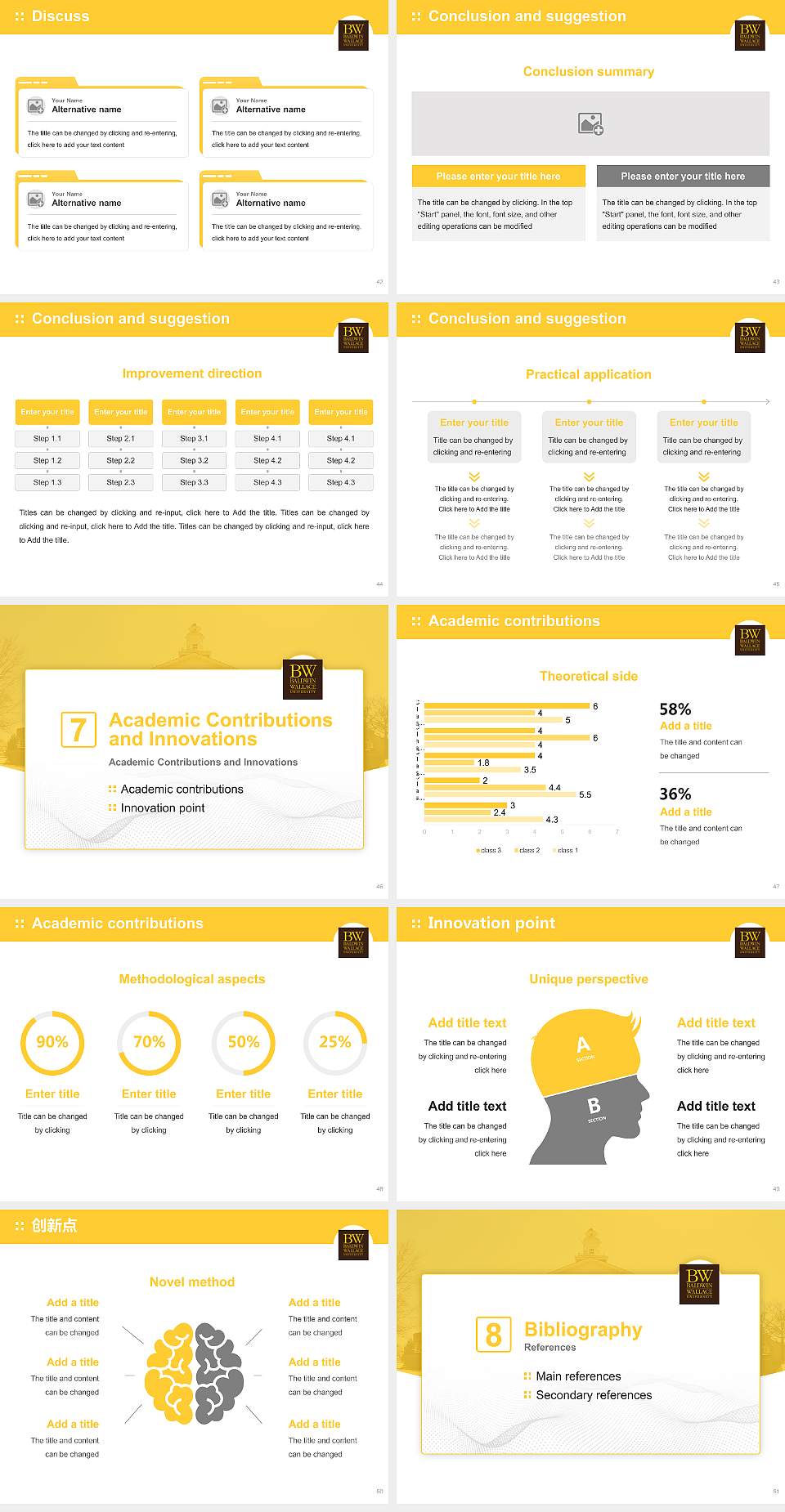 Baldwin Wallace University Graduation Thesis Defense PPT Template4:3 ratio PPT effect preview image6