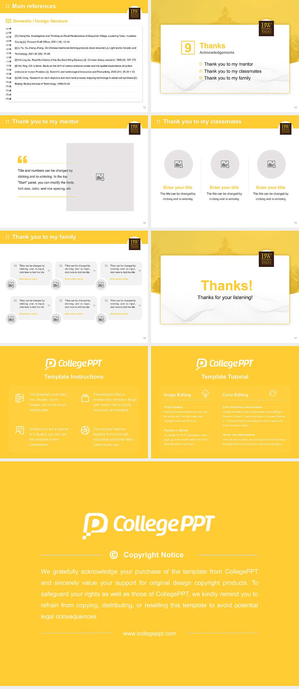 Baldwin Wallace University Graduation Thesis Defense PPT Template4:3 ratio PPT effect preview image7