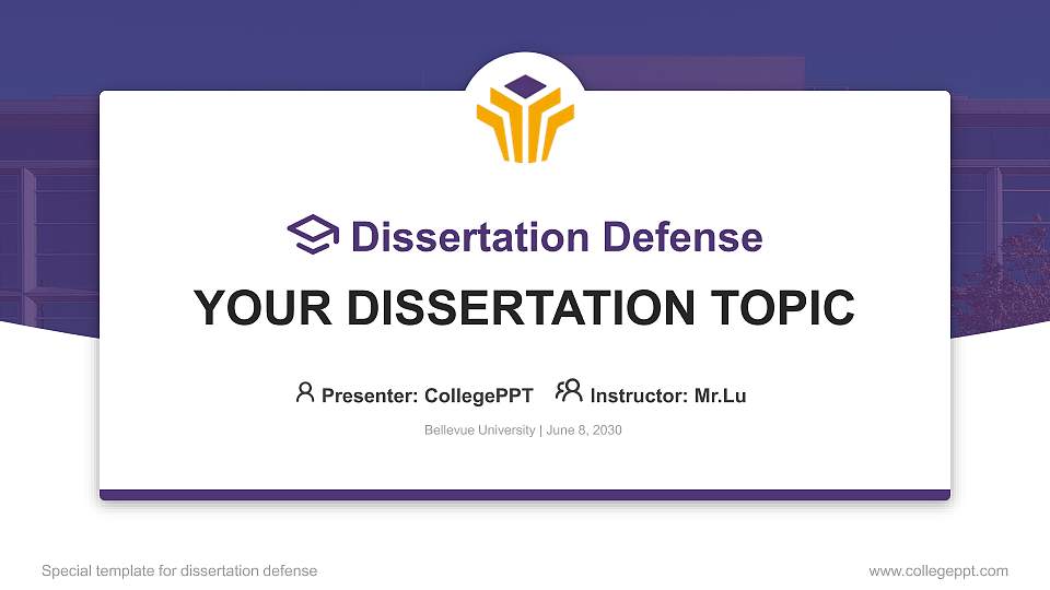 Bellevue University Graduation Thesis Defense PPT Template16:9 ratio PPT effect preview image1