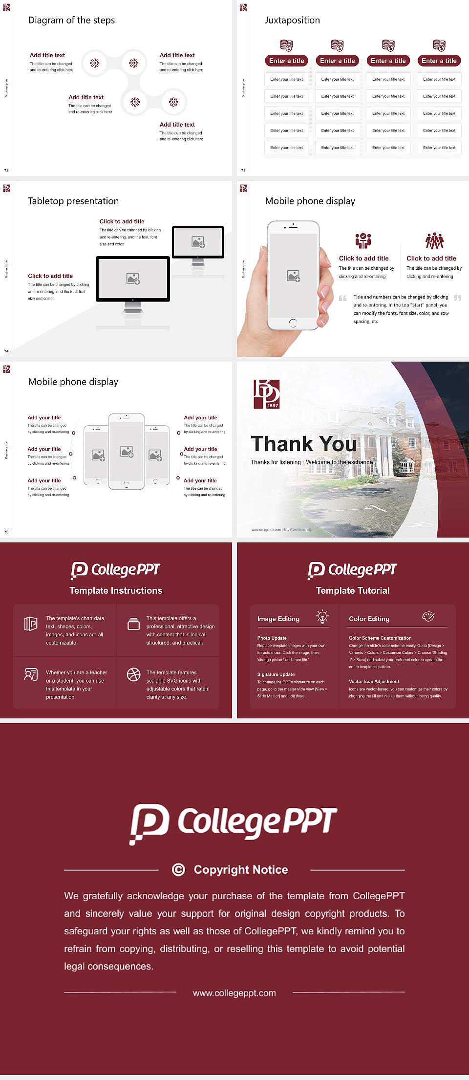 Bay Path University Competition/Entrepreneurship Contest PPT Template4:3 ratio PPT effect preview image9