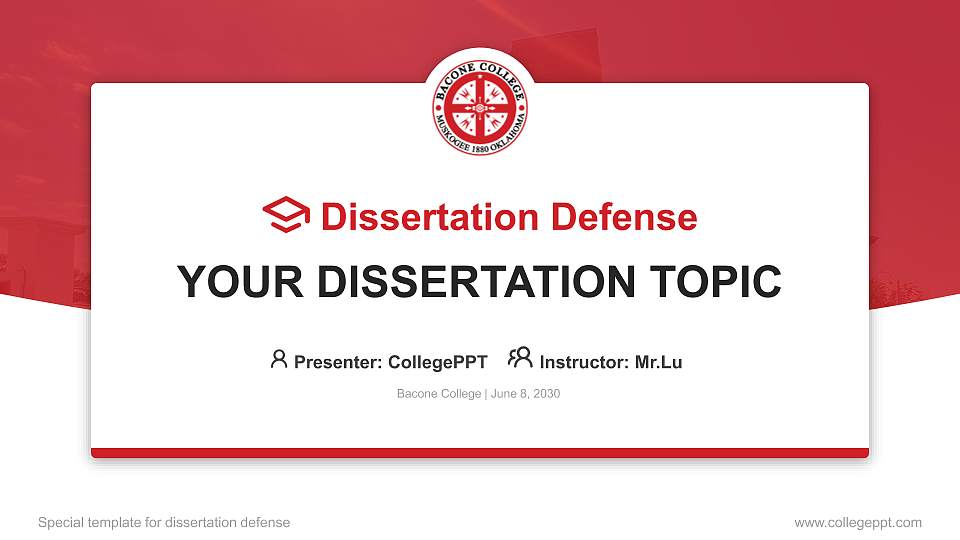 Bacone College Graduation Thesis Defense PPT Template16:9 ratio PPT effect preview image