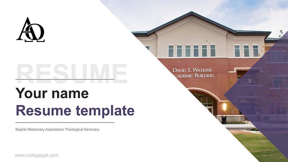 Baptist Missionary Association Theological Seminary Resume PPT Template16:9 ratio PPT effect preview image