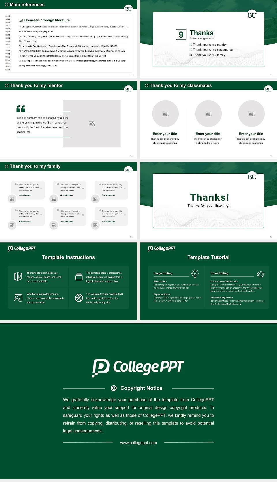Belhaven University Graduation Thesis Defense PPT Template16:9 ratio PPT effect preview image7