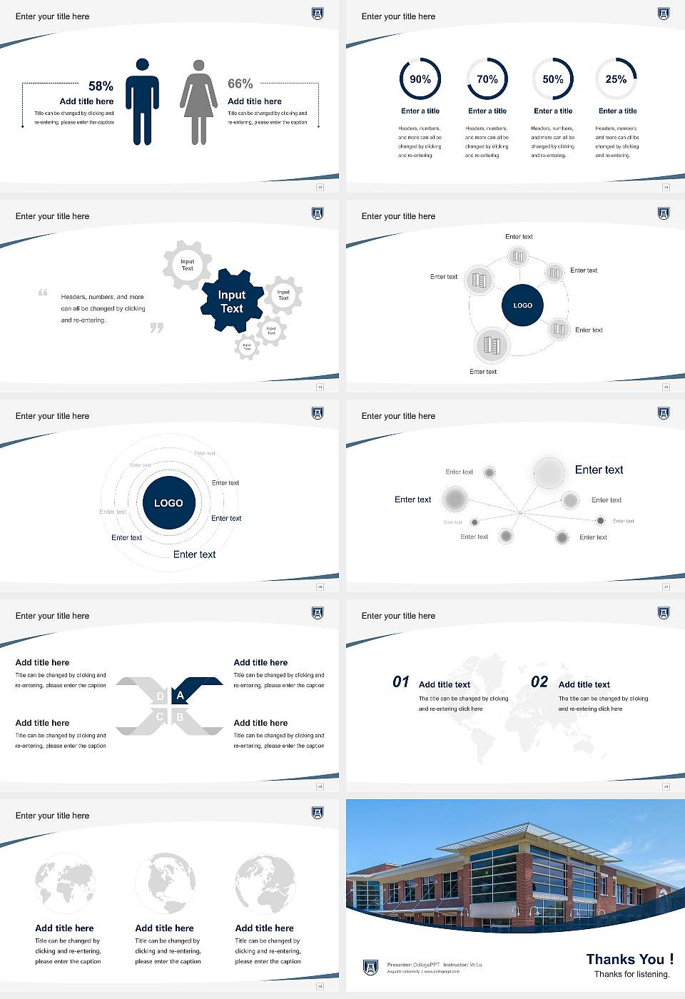 Augusta University Course/Courseware Creation PPT Template16:9 ratio PPT effect preview image4