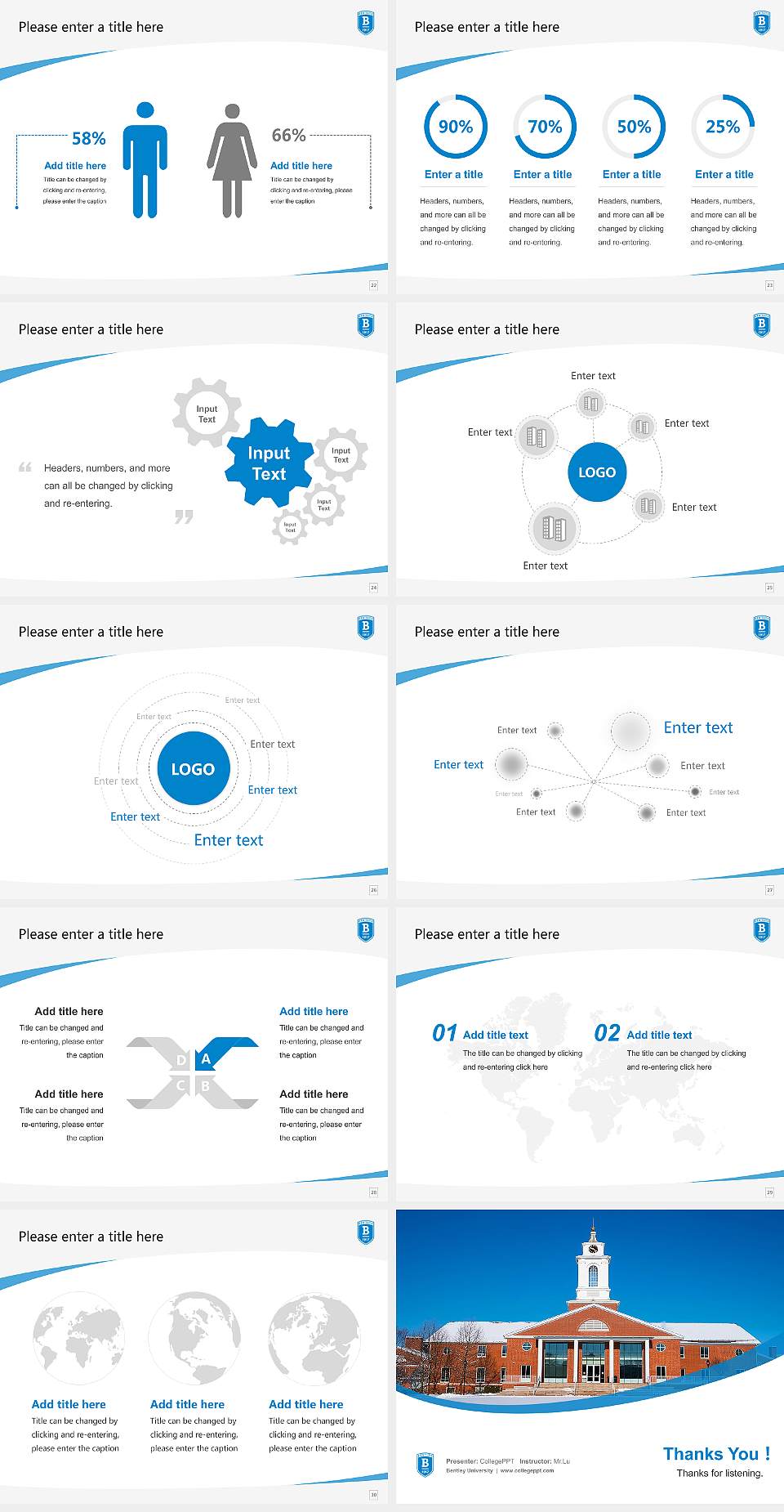 Bentley University Course/Courseware Creation PPT Template4:3 ratio PPT effect preview image4