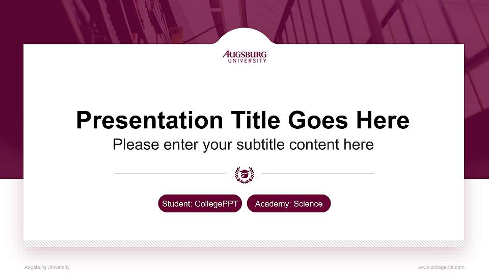 Augsburg University National Scholarship Defense PPT Template16:9 ratio PPT effect preview image1