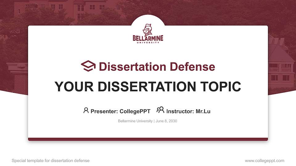Bellarmine University Graduation Thesis Defense PPT Template16:9 ratio PPT effect preview image1