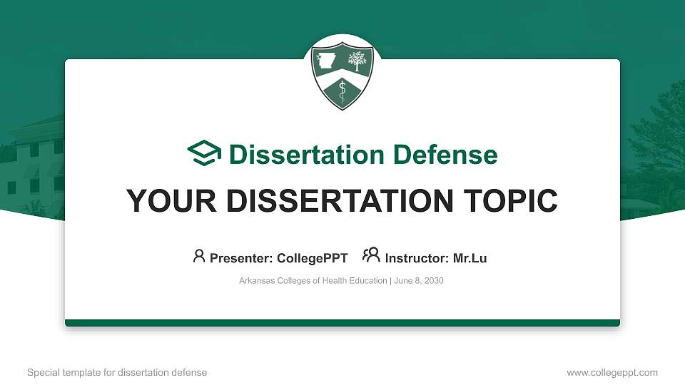 Arkansas Colleges of Health Education Graduation Thesis Defense PPT Template16:9 ratio PPT effect preview image