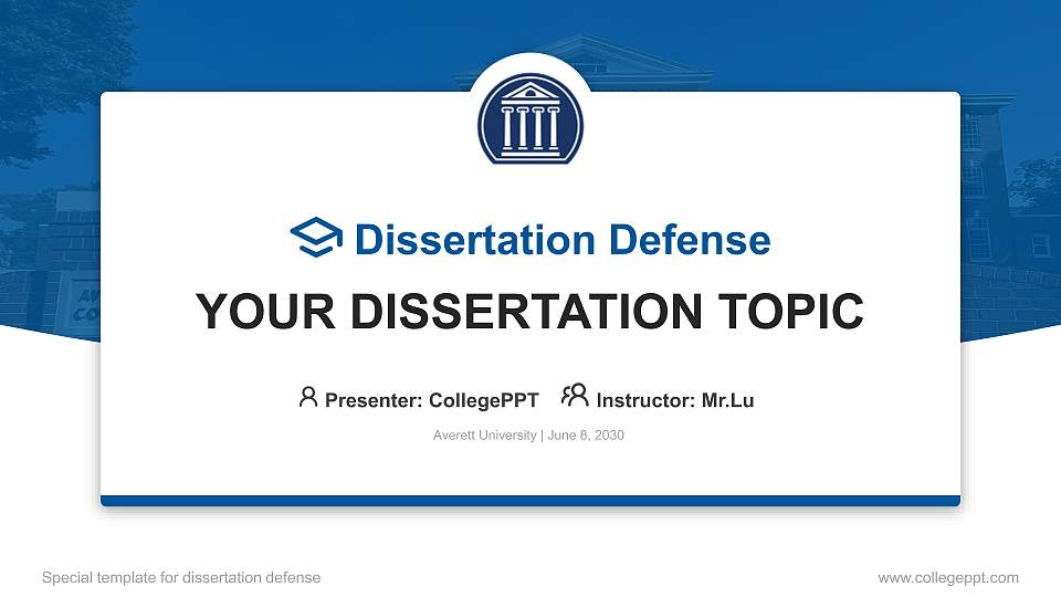 Averett University Graduation Thesis Defense PPT Template16:9 ratio PPT effect preview image