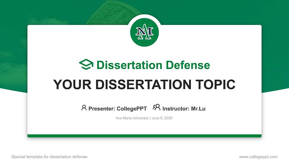 Ave Maria University Graduation Thesis Defense PPT Template16:9 ratio PPT effect preview image