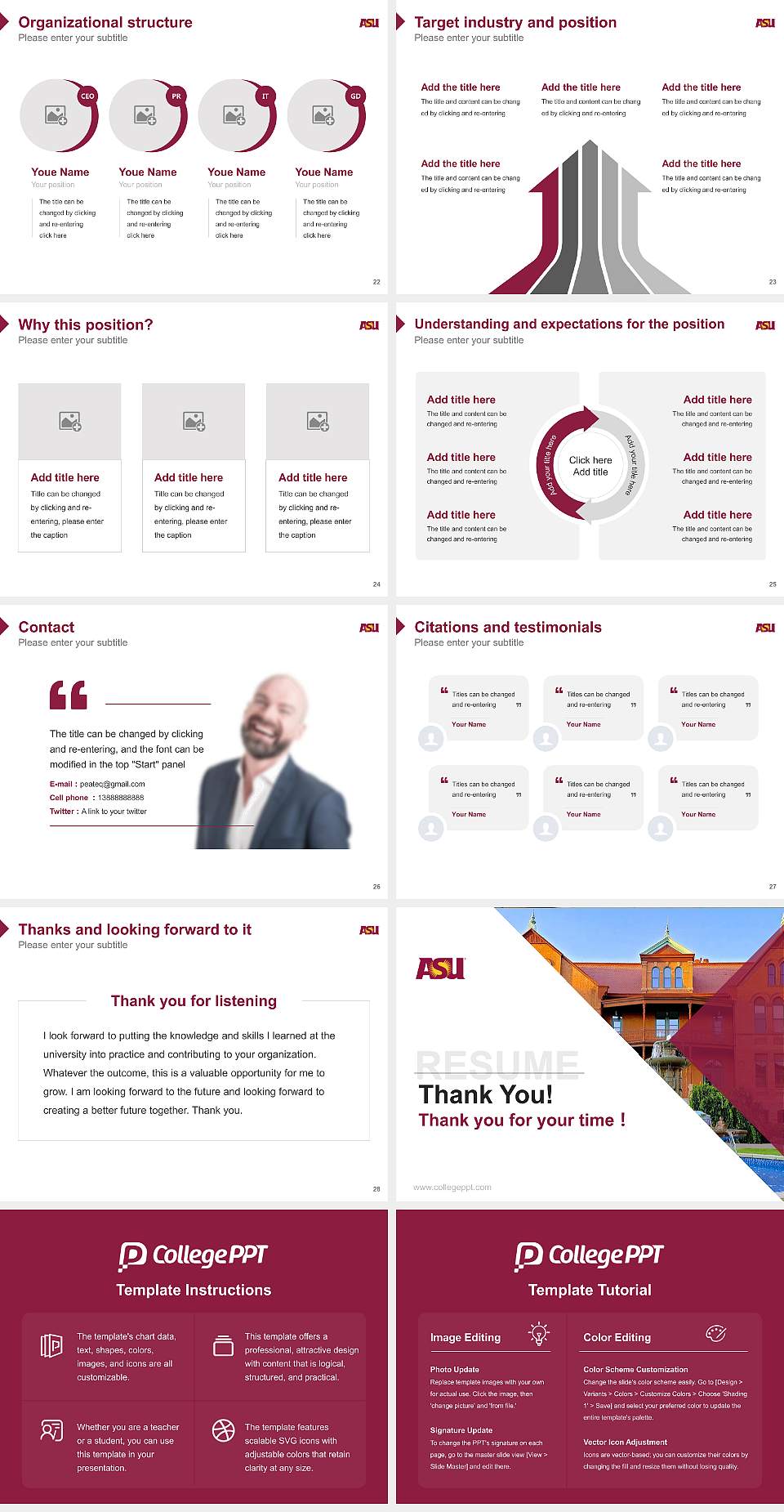 Arizona State University Digital Immersion Resume PPT Template4:3 ratio PPT effect preview image4