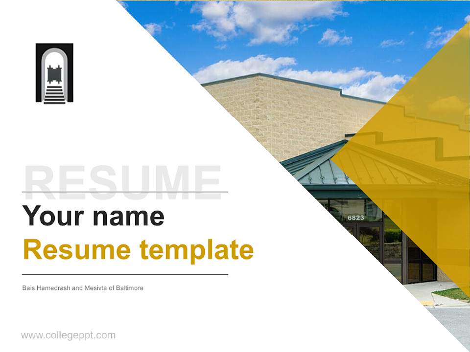 Bais Hamedrash and Mesivta of Baltimore Resume PPT Template4:3 ratio PPT effect preview image5