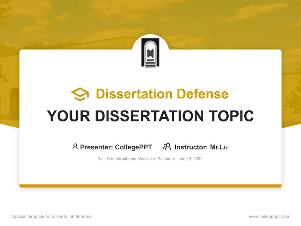 Bais Hamedrash and Mesivta of Baltimore Graduation Thesis Defense PPT Template4:3 ratio PPT effect preview image7