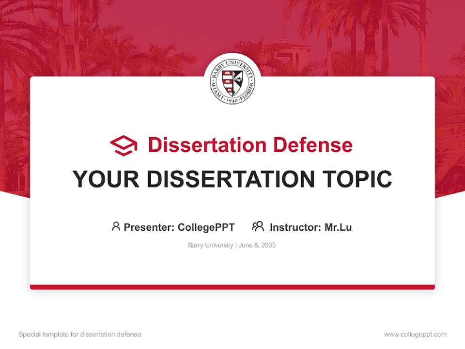 Barry University Graduation Thesis Defense PPT Template4:3 ratio PPT effect preview image7